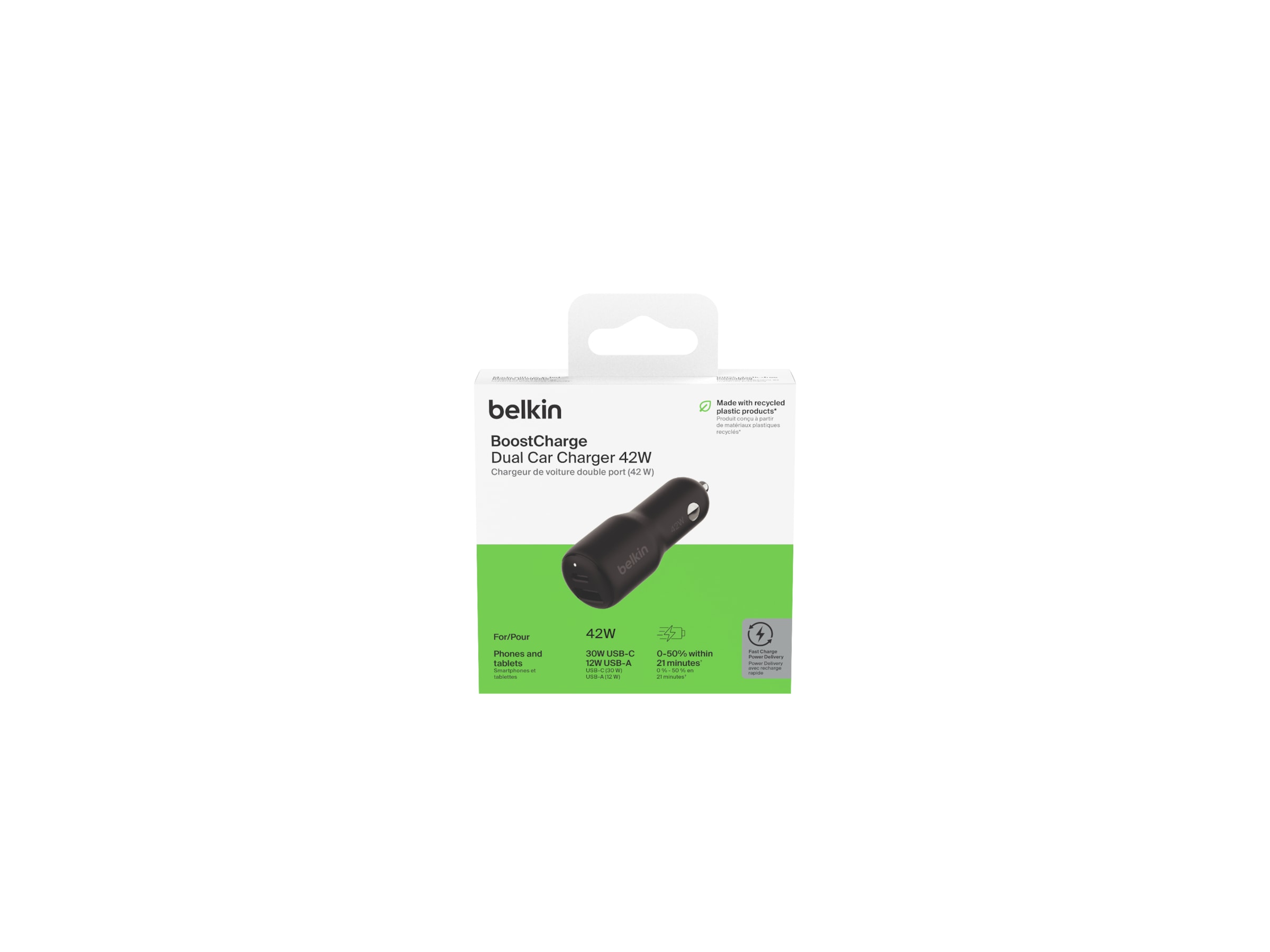 Belkin BoostCharge Dobbel USB-billader 42W Mobilladere