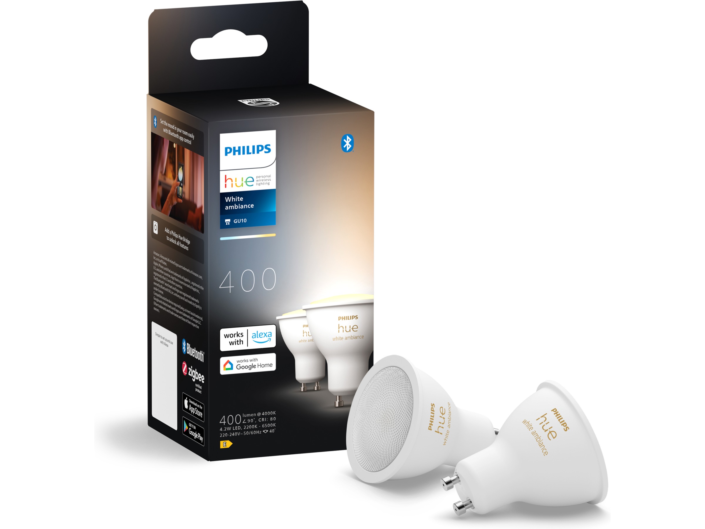 Philips Hue White Ambiance 4.2W GU10 2PK Lyspærer & LED-pærer
