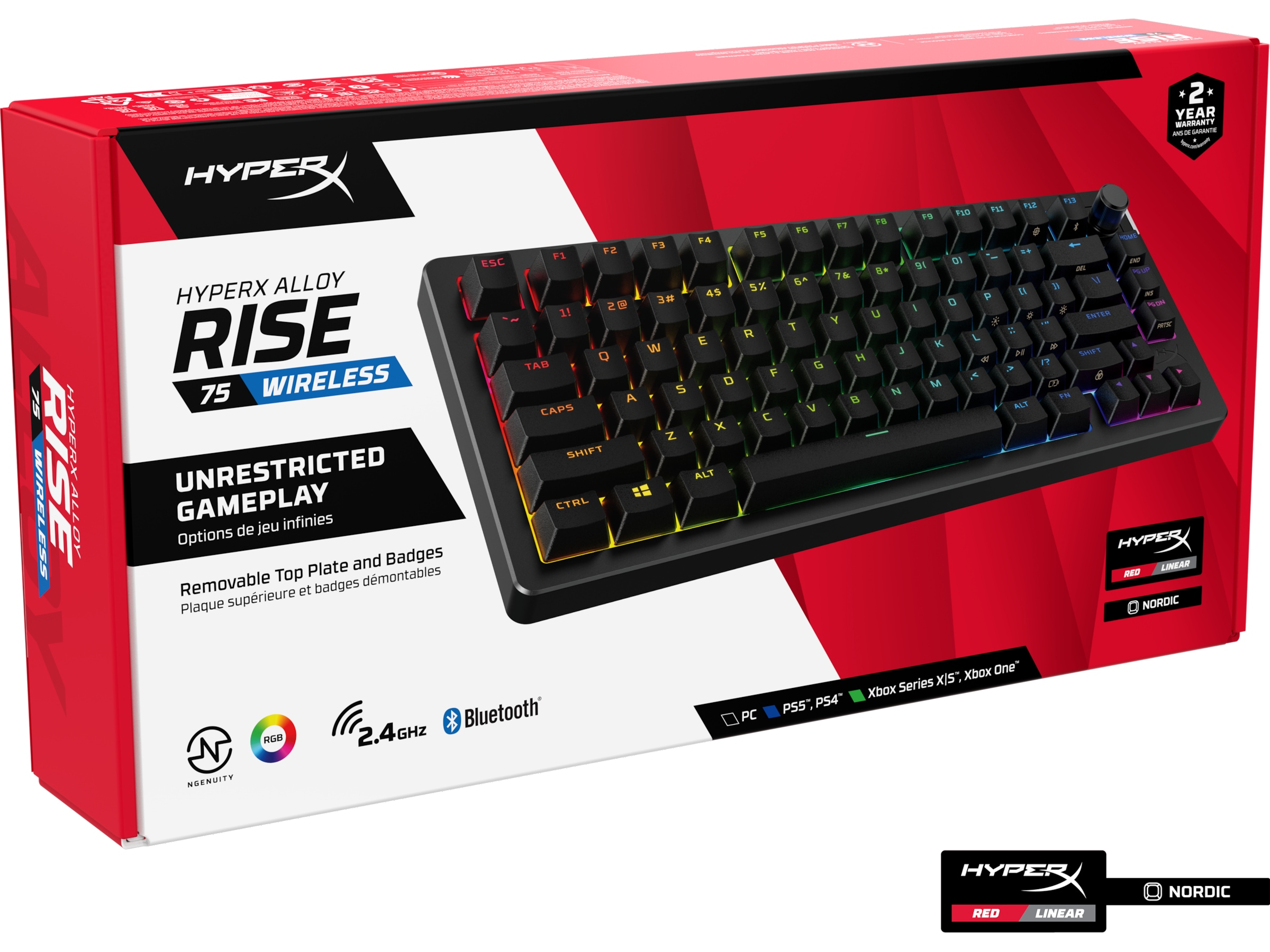 HyperX Alloy Rise 75 trådløst gamingtastatur (sort) Gamingtastatur