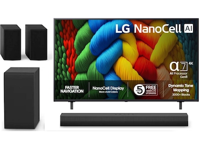 LG 55" NANO80 AI 4K NanoCell Smart TV (2025) + lydplanke