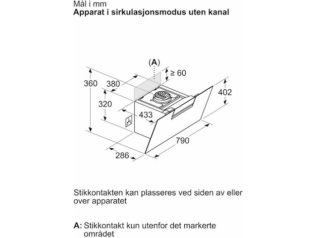 Siemens iQ300 LC87KFN60 Ventilator (sort) Veggmontert Kjøkkenvifte