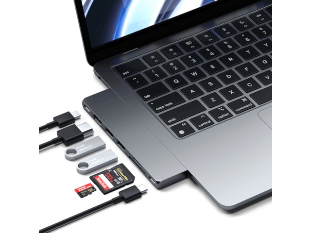 Satechi MacBook Air M2 Slim Pro Docking (space gray) Dockingstasjon & USB-HUB