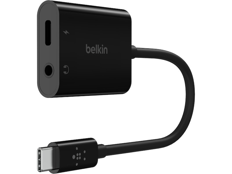 Belkin Rockstar Audio+Charge USB-C Adapter (sort) Mobilladere