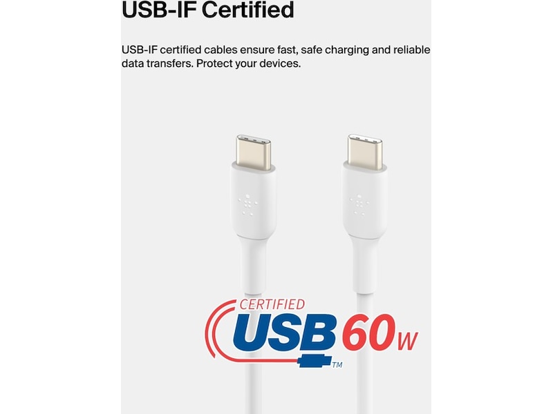 Belkin USB-C kabel 2m (hvit) USB-kabler