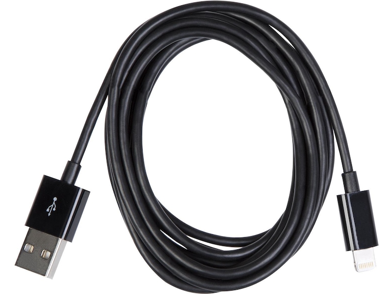 USB A 2.0 male to Lightning male kabel sort 2m USB-kabler