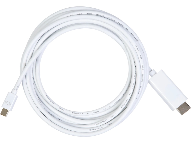 Mini DP til HDMI kabel hvit 5m Monitorkabler