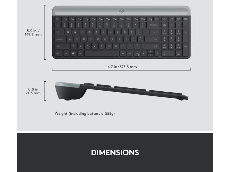 Logitech MK470 Slim Trådløs Kombo Mus & tastatur -kombipakker