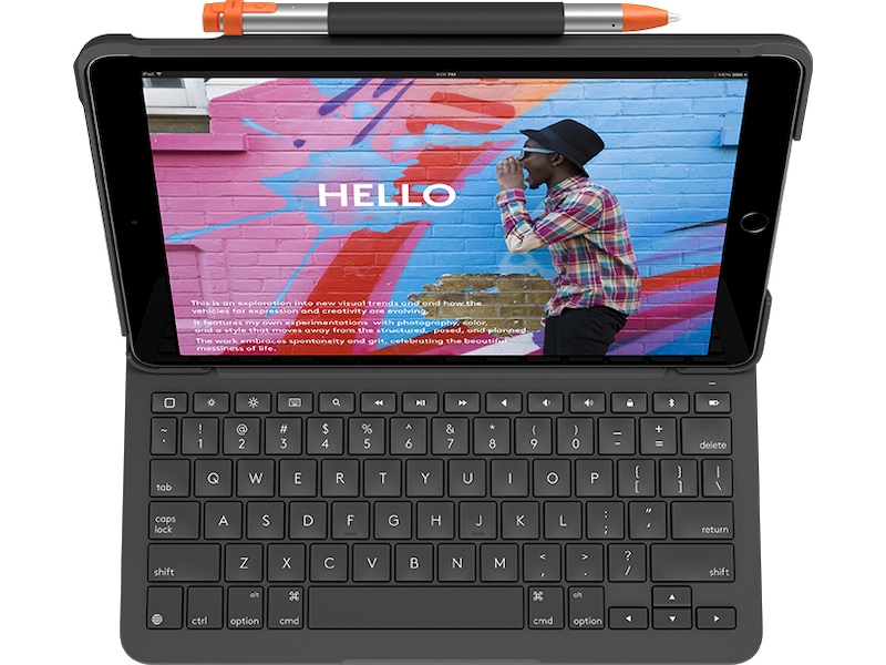 Logitech iPad 10,2" Slim Folio Tastaturdeksel (grå) Deksel til nettbrett