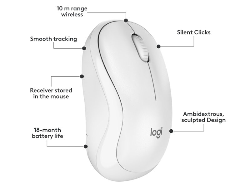 Logitech MK295 Silent Wireless Combo tastatur og mus (hvit) Mus & tastatur -kombipakker