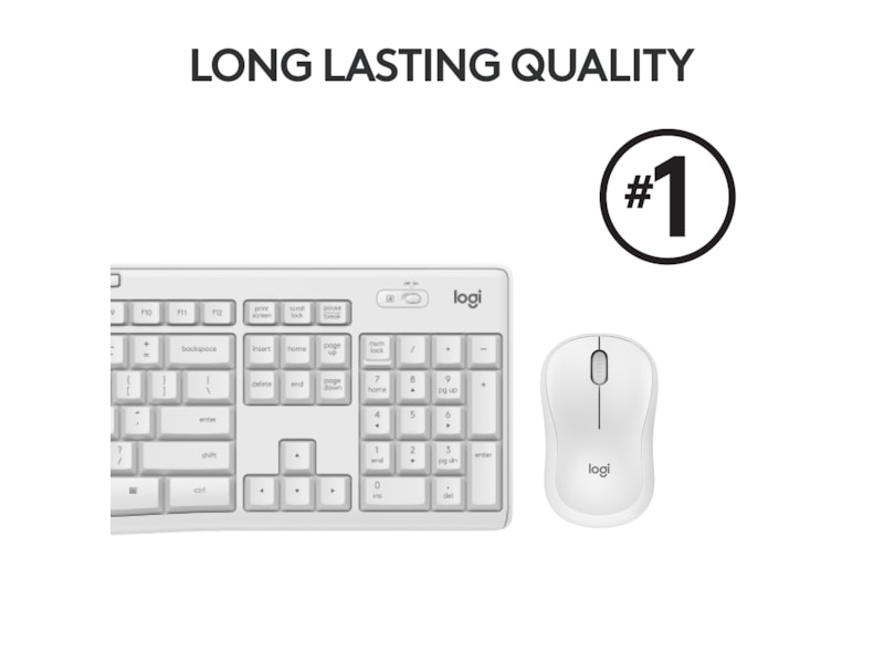Logitech MK295 Silent Wireless Combo tastatur og mus (hvit) Mus & tastatur -kombipakker
