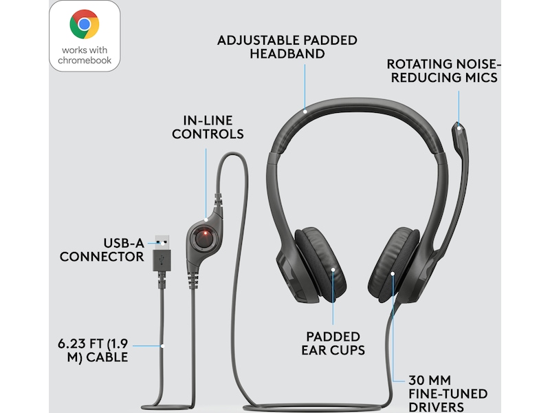 Logitech H390 USB PC Headset (sort) Headset