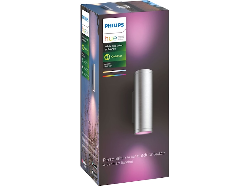 Philips Hue Appear utendørs vegglampe (stål) Vegglampe