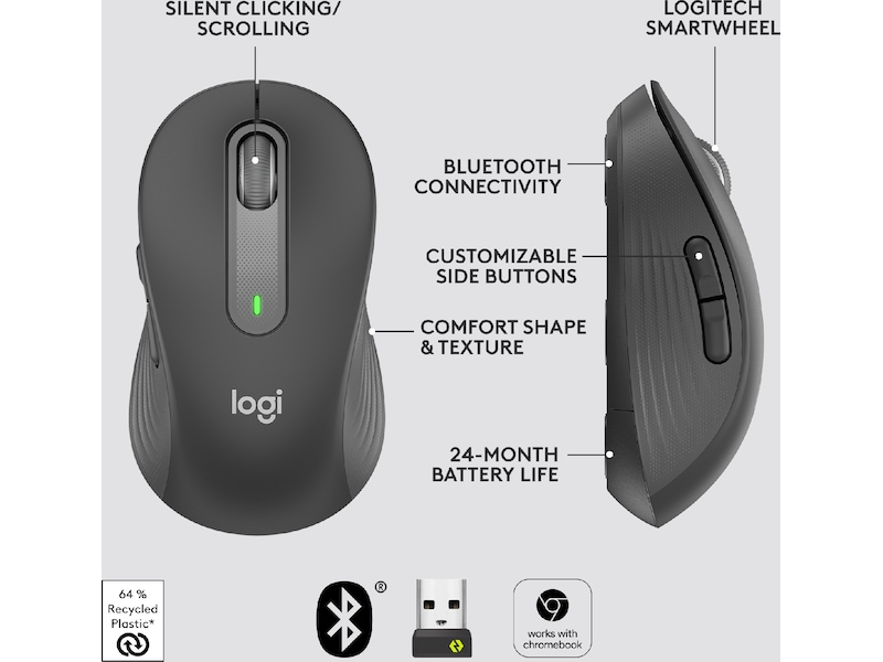 Logitech Signature M650 Wireless Mouse - GRAPHITE Mus