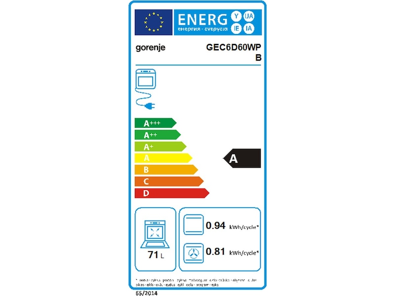Gorenje GEC6D60WPB Glasskeramisk komfyr (hvit) Komfyr