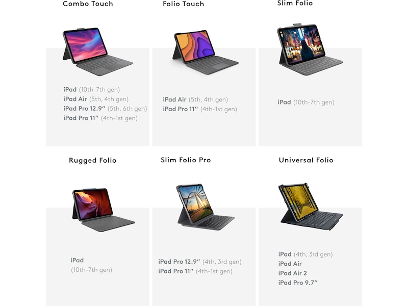 Logitech iPad 10,9" / 11" Combo Touch Tastaturdeksel (oxford grey) Deksel til nettbrett