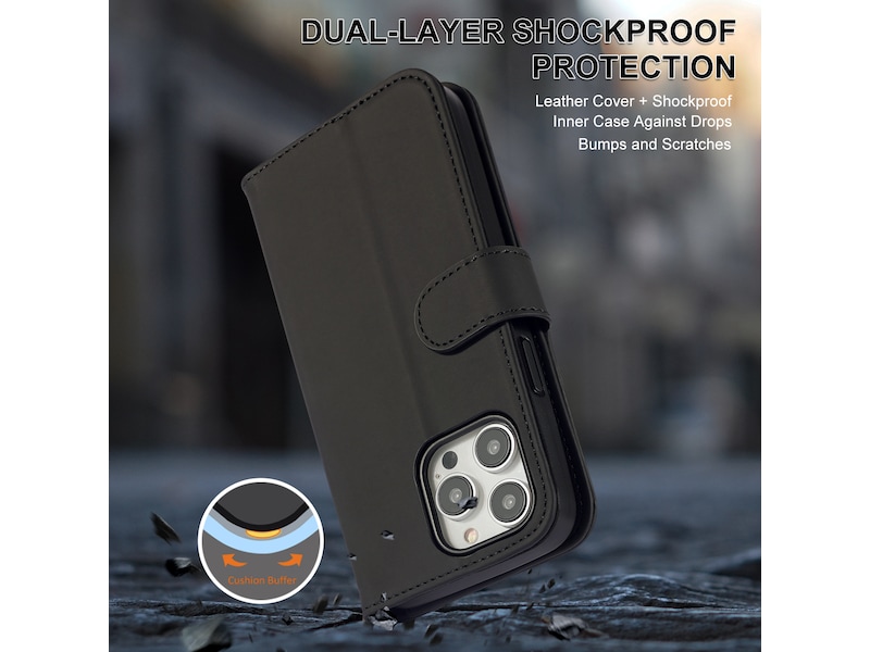 iiglo iPhone 15 Pro Max Lommebokdeksel (sort) Deksel til mobiltelefon