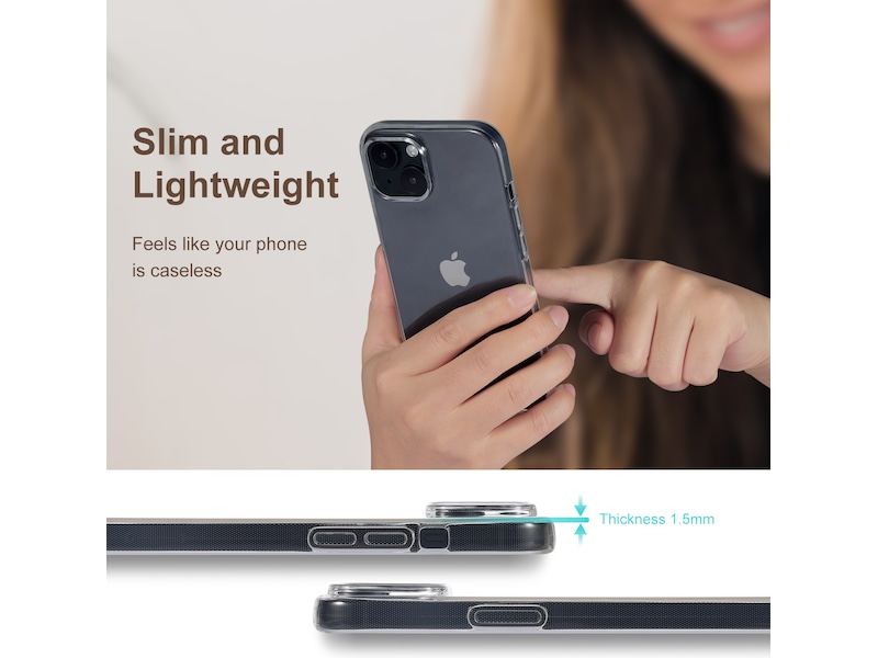 iiglo iPhone 15 / 14 Silikondeksel (gjennomsiktig) Deksel til mobiltelefon