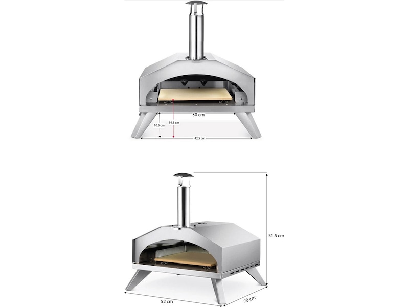 Austin and Barbeque AABQ 12" Gassdrevet pizzaovn (rustfritt stål) Pizzaovner