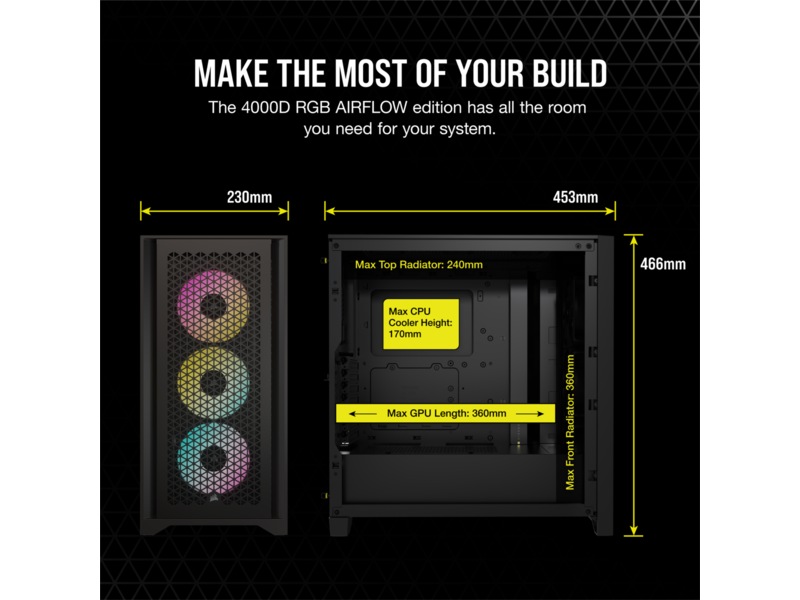 Corsair iCUE 4000D RGB Airflow Mid-Tower (sort)  -B-Grade Demo annet i datautstyr
