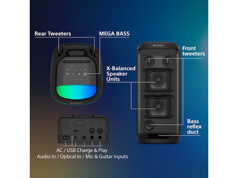 Sony SRS-XV800 Trådløs bærbar høyttaler (sort) Trådløs / Bluetooth-høyttaler
