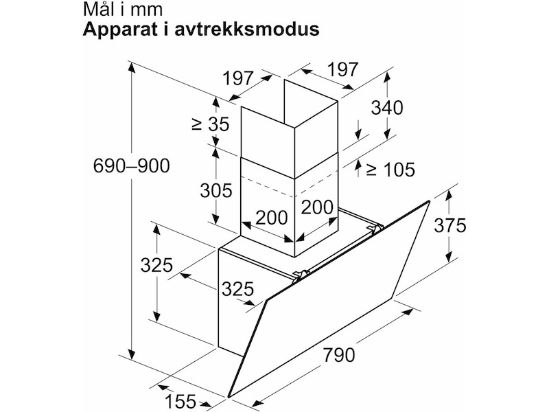 Siemens iQ100 LC85KDK60 Ventilator (sort) Veggmontert Kjøkkenvifte