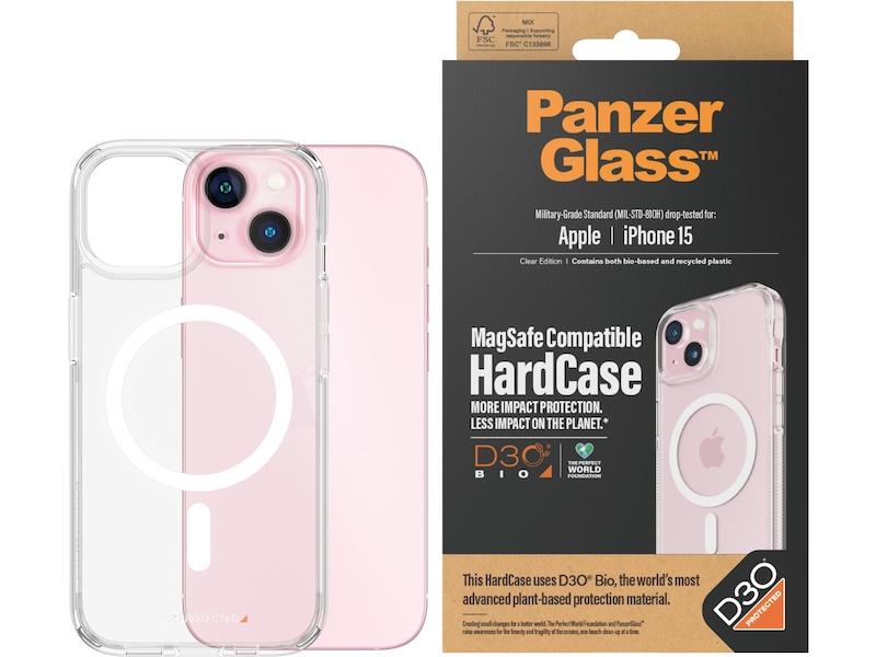 PanzerGlass iPhone 15 HardCase Deksel (gjennomsiktig) Deksel til mobiltelefon
