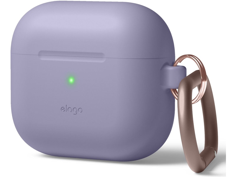 Elago Airpods 3 Silikonetui med karabinkrok (lavender gray) Tilbehør til hodetelefoner