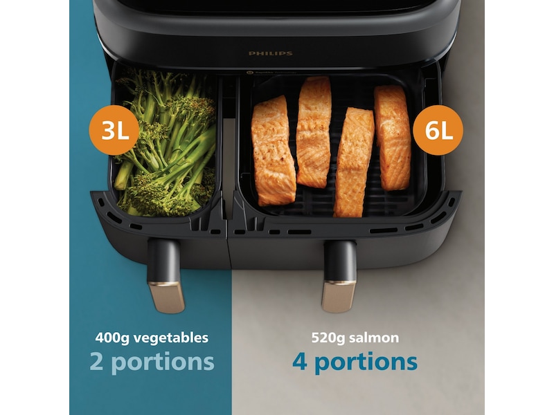 Philips Dual Basket Airfryer 9L NA352/00 (grå/copper) Airfryer