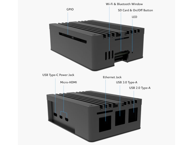 Akasa Pi-5 Pro Aluminium Case Tilbehør