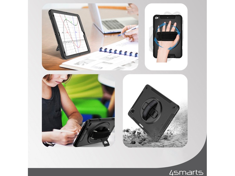 4smarts Galaxy Tab A9+ Rugged Case Grip deksel (sort) Deksel til nettbrett