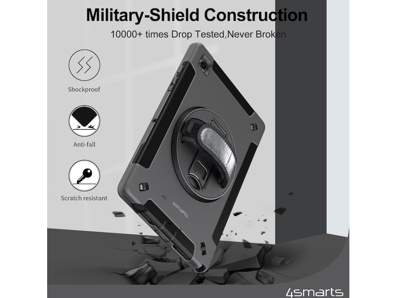 4smarts Galaxy Tab A9+ Rugged Case Grip deksel (sort) Deksel til nettbrett