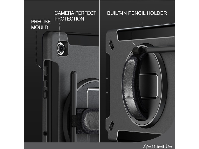 4smarts Galaxy Tab A9+ Rugged Case Grip deksel (sort) Deksel til nettbrett