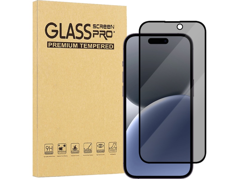 iiglo iPhone 16 Plus / 15 Plus 3D Privacy Glass skjermbeskytter Skjermbeskyttelse
