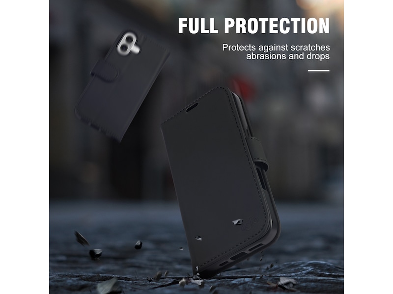 iiglo iPhone 16 Lommebokdeksel (sort) Deksel til mobiltelefon