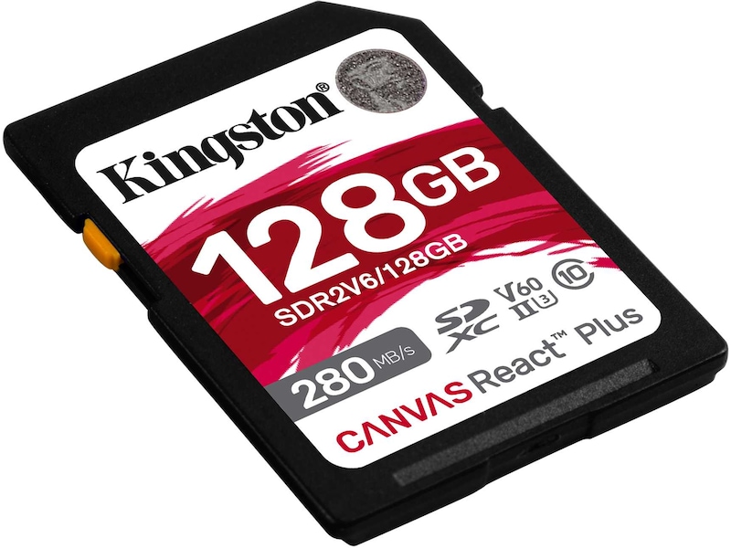 Kingston Canvas React Plus V60 128GB Minnekort til foto & video