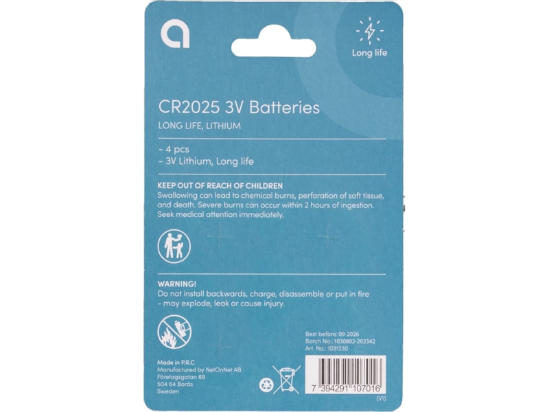 4-pk knappcellebatterier Batterier til generell bruk