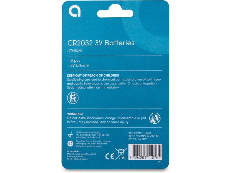 Andersson CR2032 Litiumbatteri, 6-pk Batterier til generell bruk