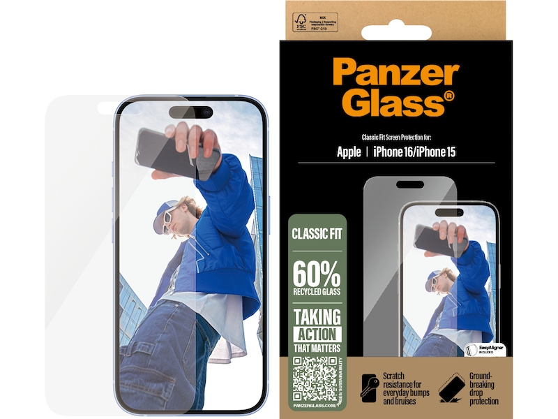PanzerGlass iPhone 15 / 16 skjermbeskytter Skjermbeskyttelse
