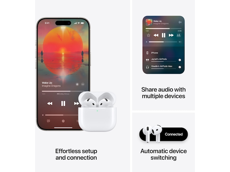 Apple AirPods 4 med Støyredusering trådløse ørepropper, In-Ear (hvit) Ørepropper