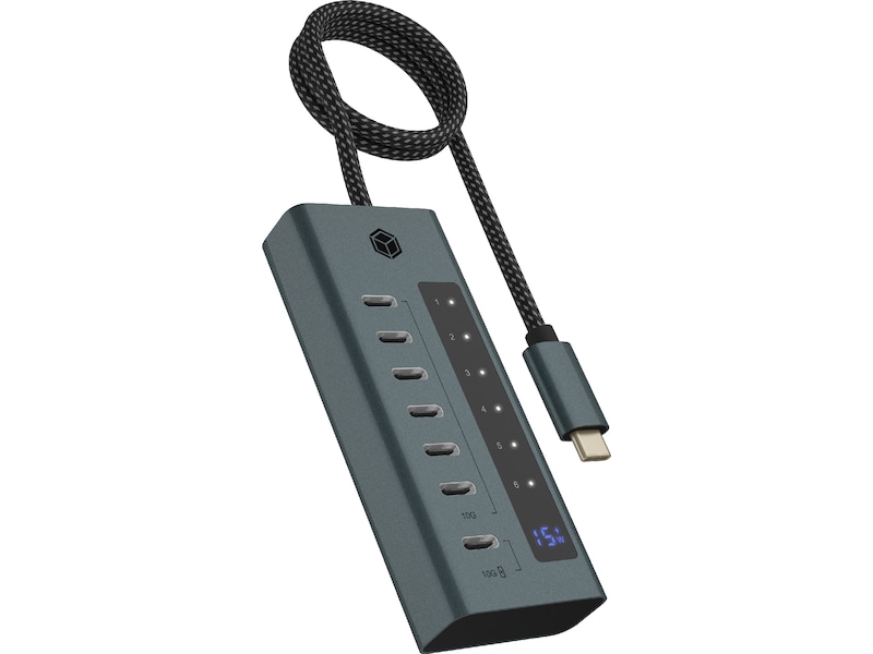 ICY BOX 7 Port USB-C Hub (blå/grå) Dockingstasjon & USB-HUB