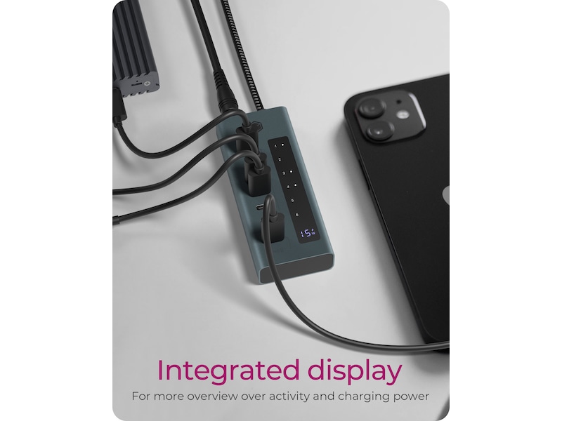 ICY BOX 7 Port USB-C Hub (blå/grå) Dockingstasjon & USB-HUB