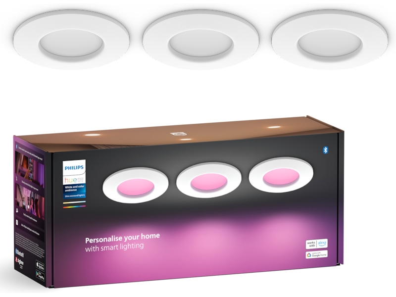 Philips Hue Slim innfelt spotlight 90 mm (hvit) 3pk Taklampe