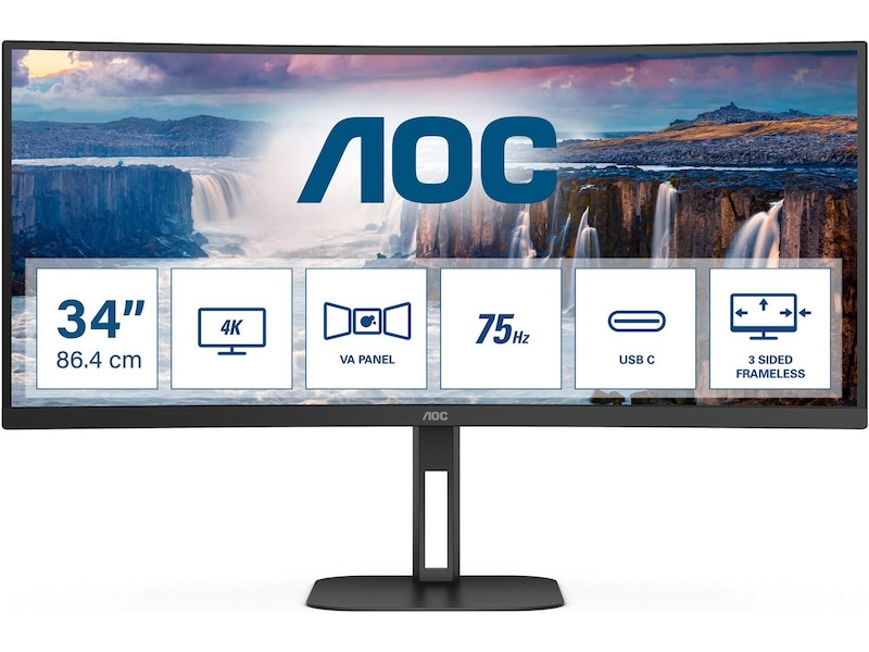 AOC 34" curved skjerm CU34V5C/BK/23 Skjermer