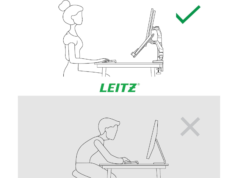 Leitz Ergo Skjermarm og laptopholder, plassbesparende Bord og veggfeste
