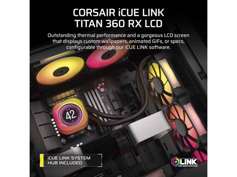 Corsair iCUE LINK TITAN 360 RX LCD AIO Kjøler (sort) CPU - Vannkjøling