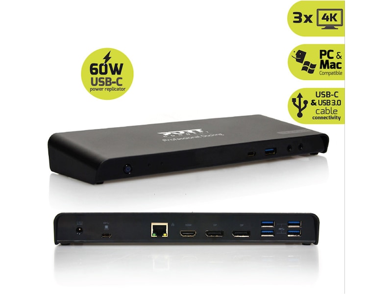 Port Design Docking Station Type C Office 3x4K 85W Dockingstasjon & USB-HUB