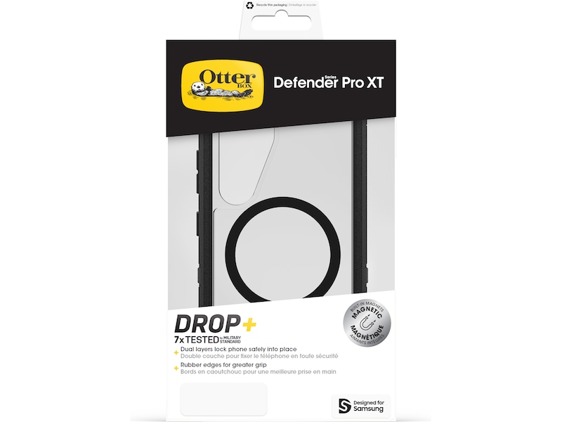 OtterBox Galaxy S25 Defender XT deksel (gjennomsiktig/sort) Deksel til mobiltelefon