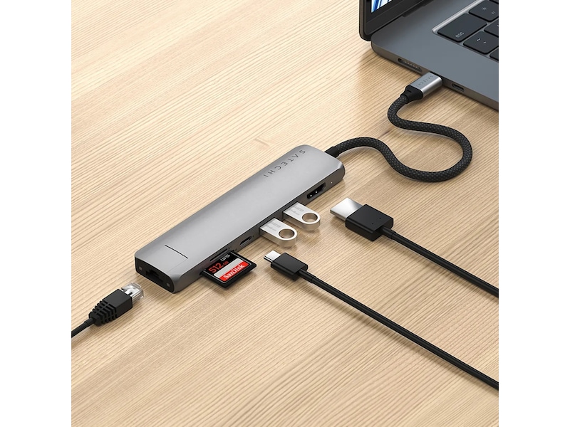 Satechi 7-i-1 Slim Multiport docking (stellargrå) Dockingstasjon & USB-HUB