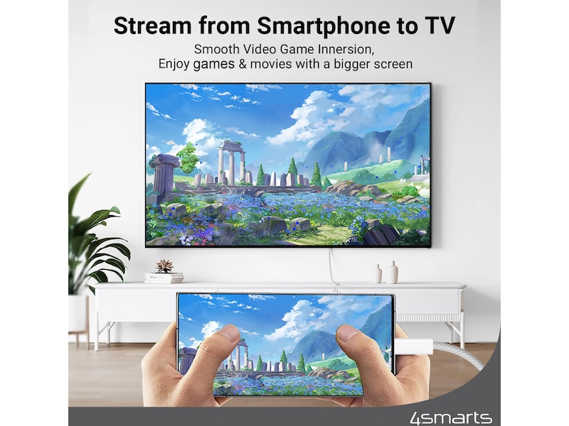 4smarts USB-C til HDMI kabel 2m (hvit) USB-kabler