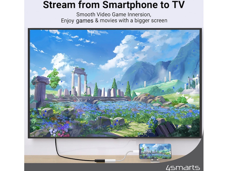 4smarts USB-C til HDMI adapter 15cm (hvit) Kabeladaptere & overganger